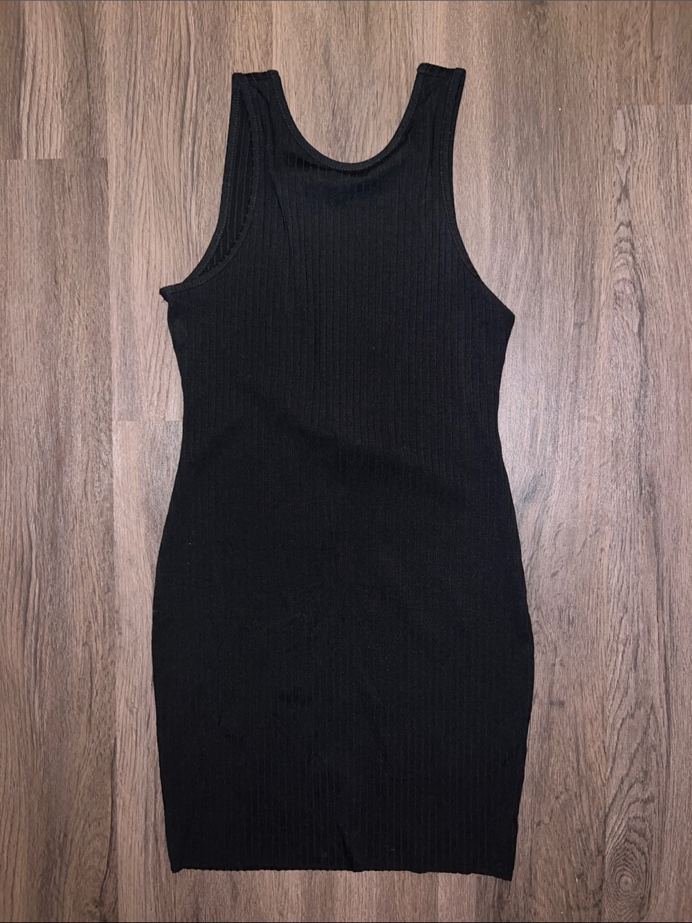 NWT Fashion Nova Newport Low Back Backless Black Ribbed Tank Bodycon Dress